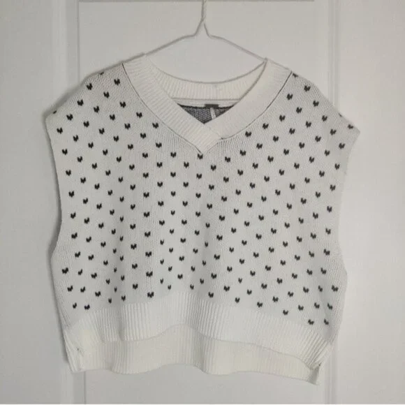*Free People Easy Street White Black Knit Vest NWOT- M - Picture 3 of 9